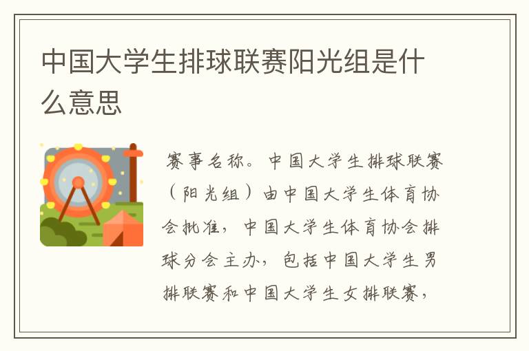 中国大学生排球联赛阳光组是什么意思