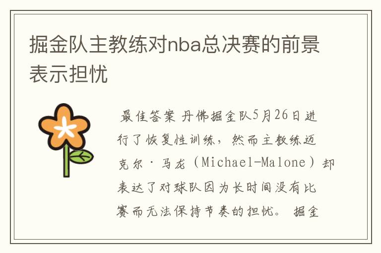 掘金队主教练对nba总决赛的前景表示担忧