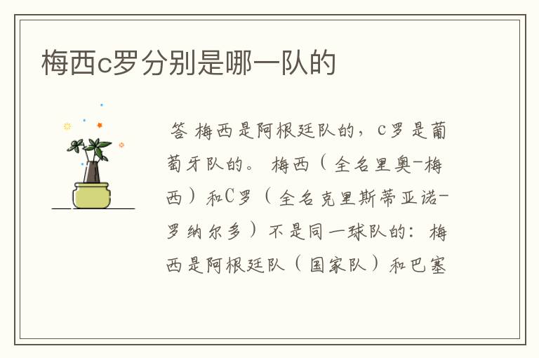 梅西c罗分别是哪一队的