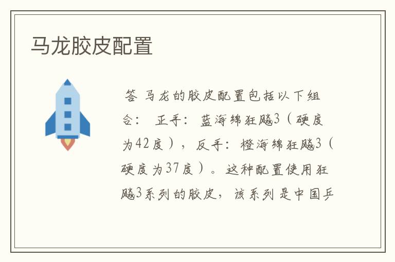马龙胶皮配置