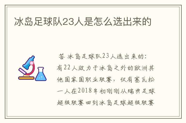 冰岛足球队23人是怎么选出来的