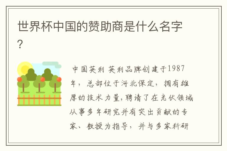 世界杯中国的赞助商是什么名字?