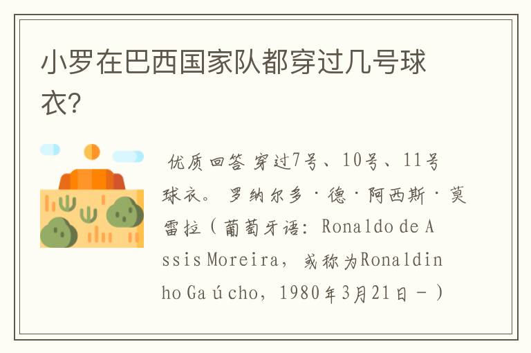 小罗在巴西国家队都穿过几号球衣?