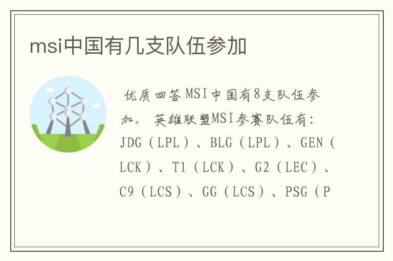 msi中国有几支队伍参加