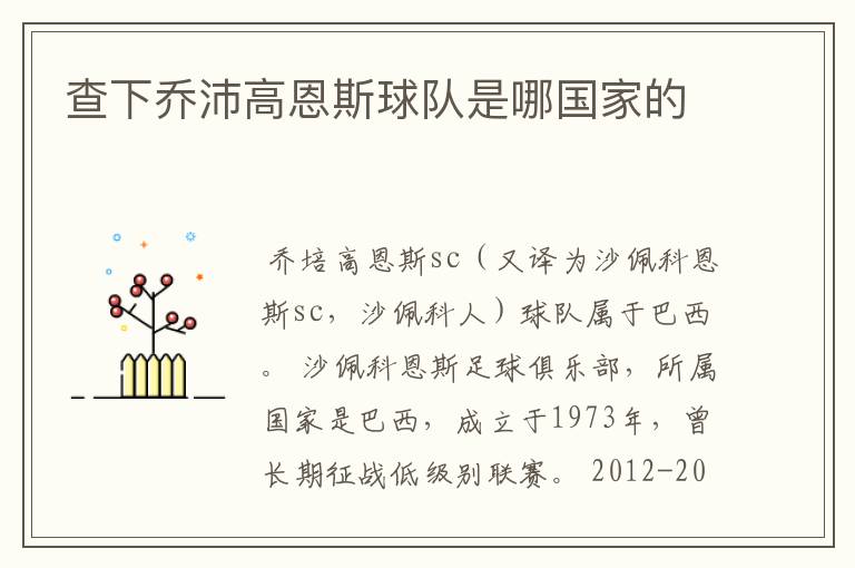 查下乔沛高恩斯球队是哪国家的