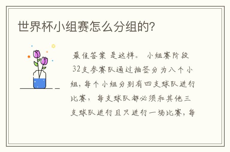 世界杯小组赛怎么分组的?