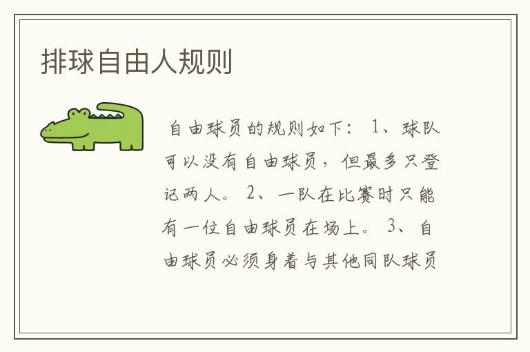排球自由人规则