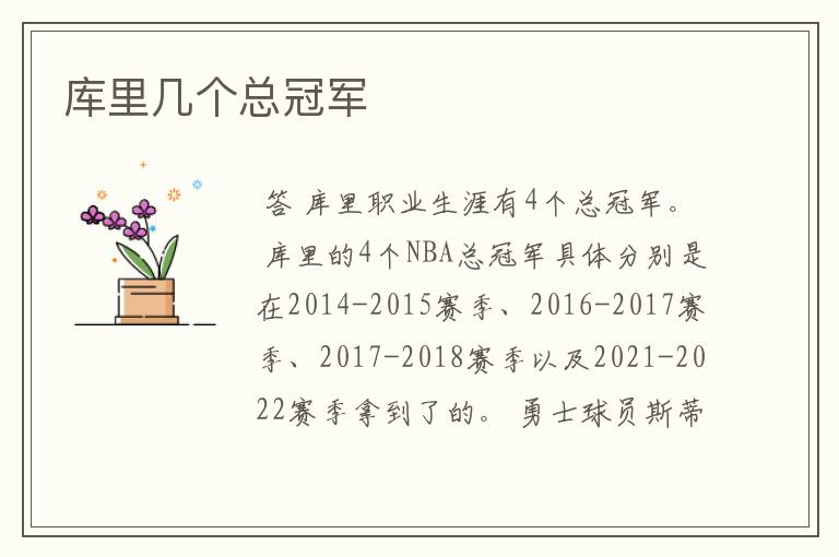 库里几个总冠军