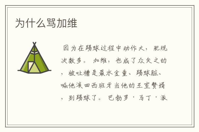 为什么骂加维