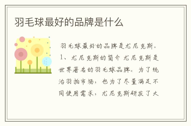 羽毛球最好的品牌是什么