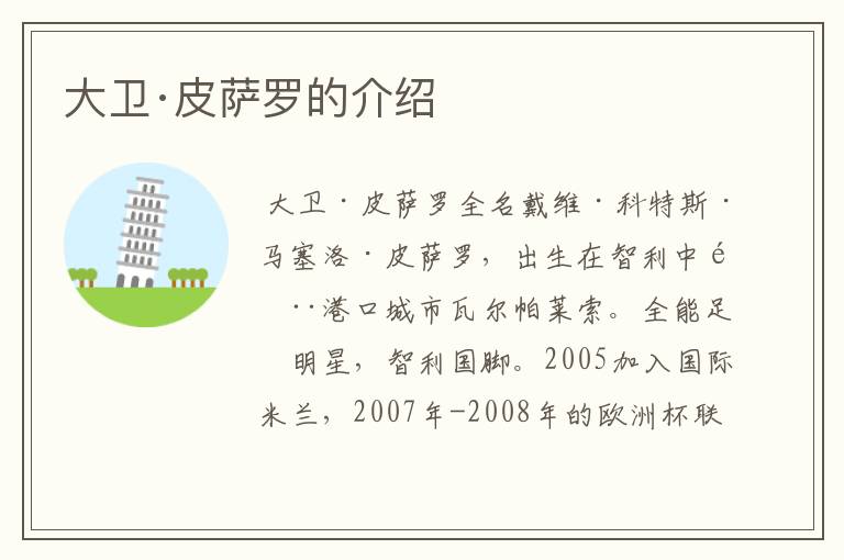 大卫·皮萨罗的介绍