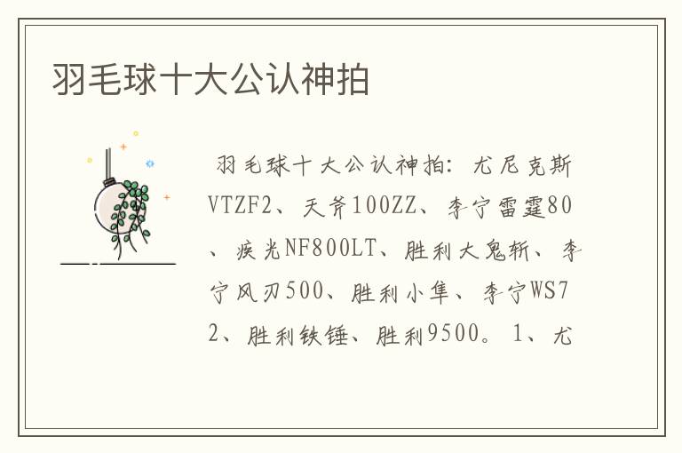 羽毛球十大公认神拍