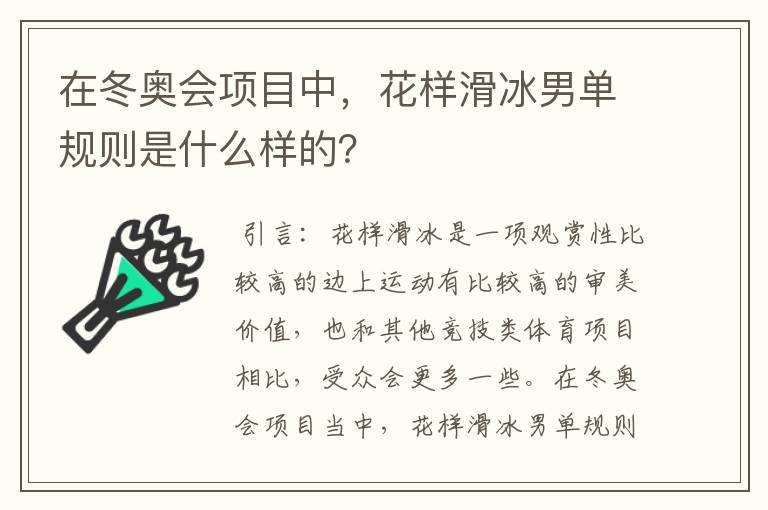 在冬奥会项目中,花样滑冰男单规则是什么样的?