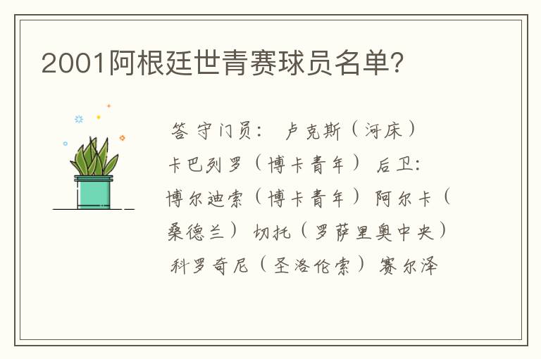 2001阿根廷世青赛球员名单?