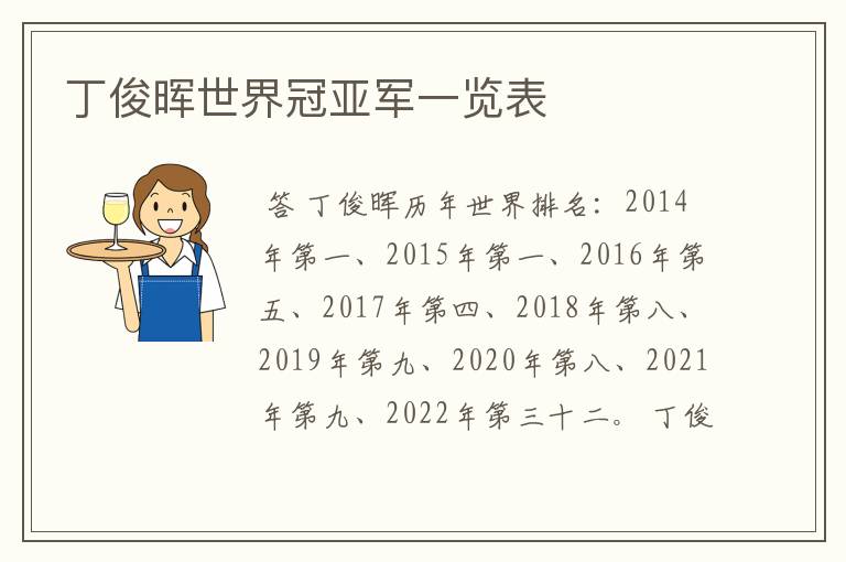 丁俊晖世界冠亚军一览表