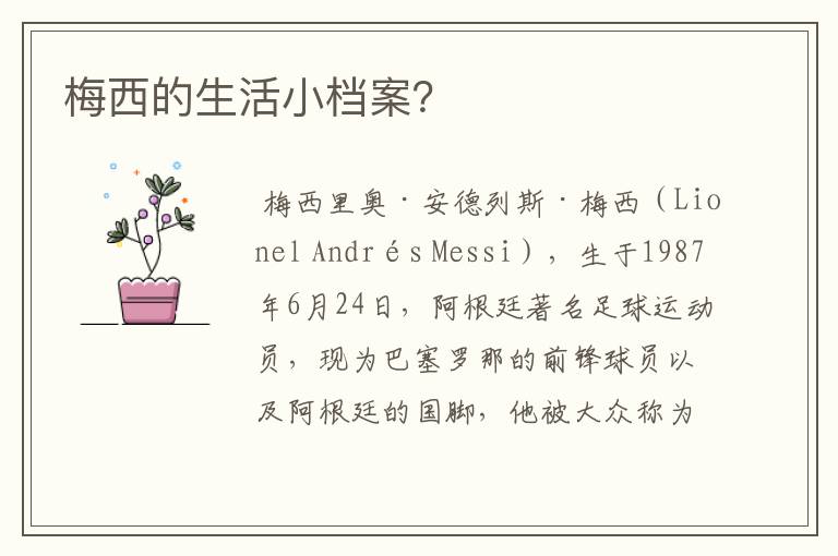 梅西的生活小档案?