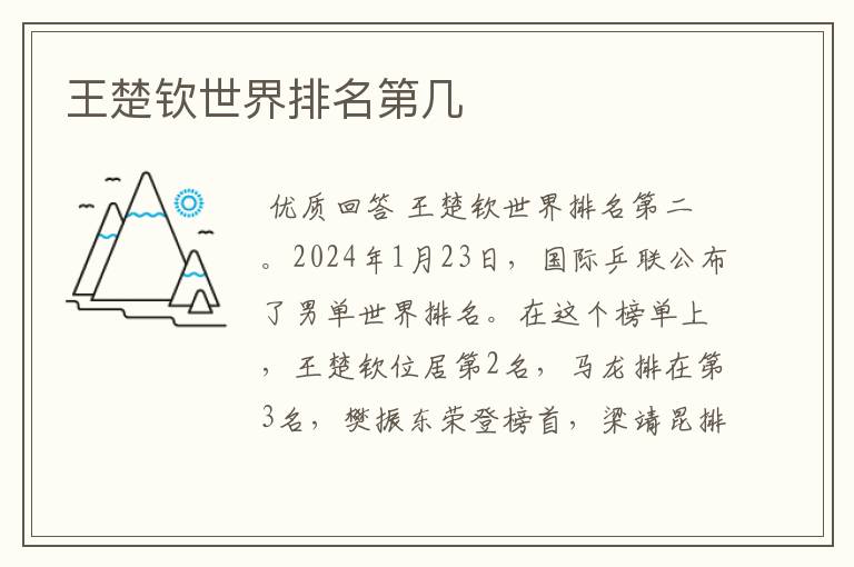 王楚钦世界排名第几