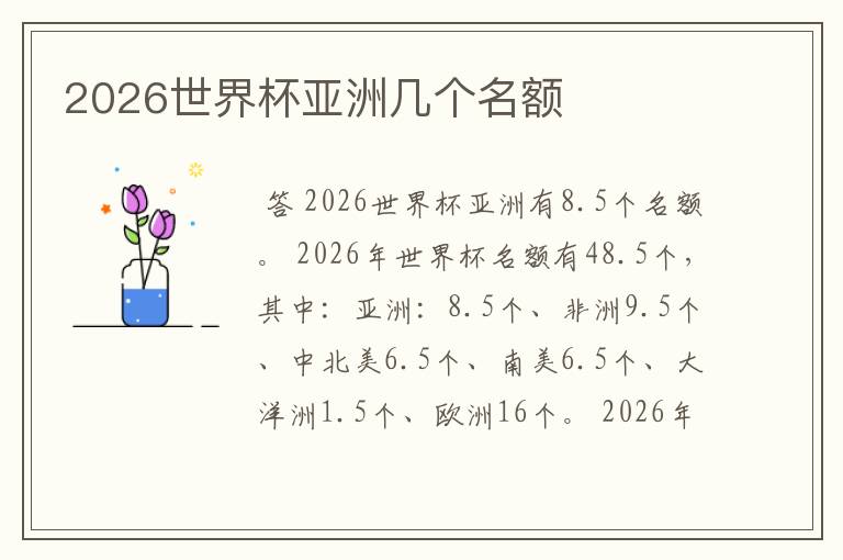 2026世界杯亚洲几个名额
