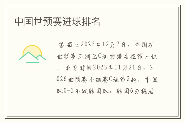中国世预赛进球排名
