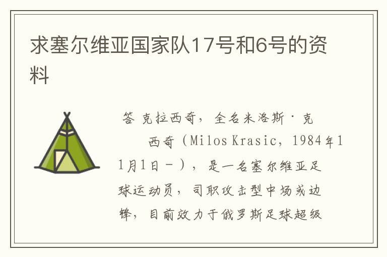 求塞尔维亚国家队17号和6号的资料