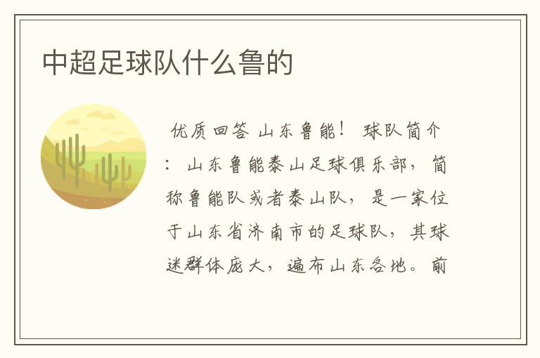 中超足球队什么鲁的