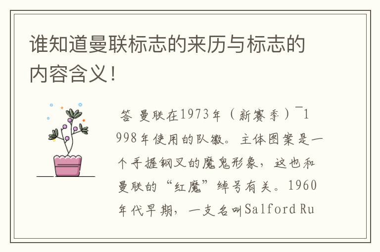 谁知道曼联标志的来历与标志的内容含义!