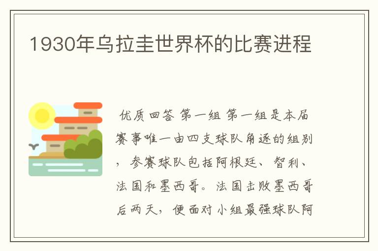 1930年乌拉圭世界杯的比赛进程