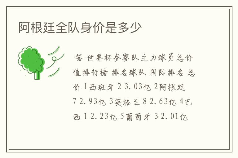 阿根廷全队身价是多少