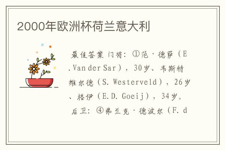 2000年欧洲杯荷兰意大利