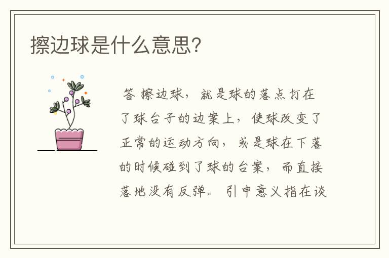 擦边球是什么意思?