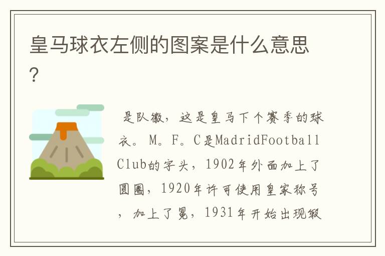 皇马球衣左侧的图案是什么意思?