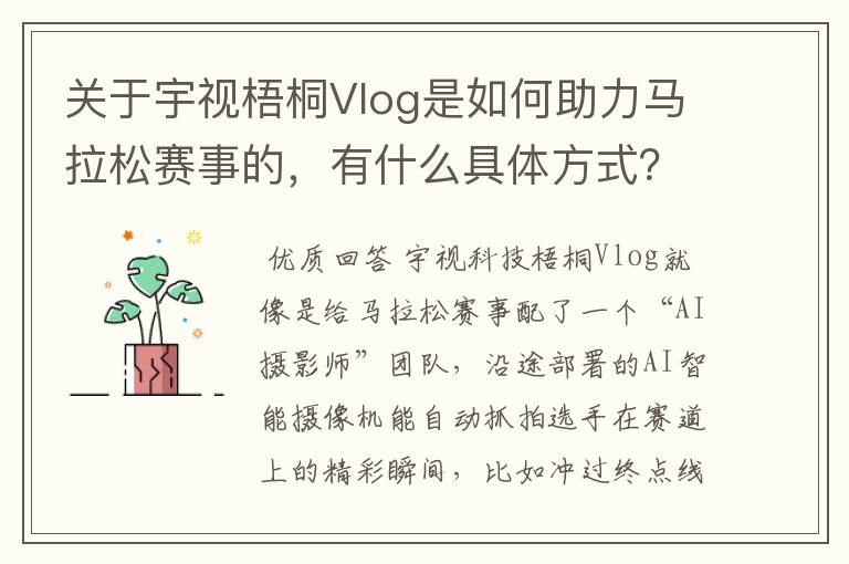 关于宇视梧桐Vlog是如何助力马拉松赛事的,有什么具体方式?