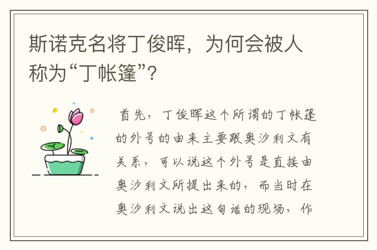 斯诺克名将丁俊晖,为何会被人称为“丁帐篷”?