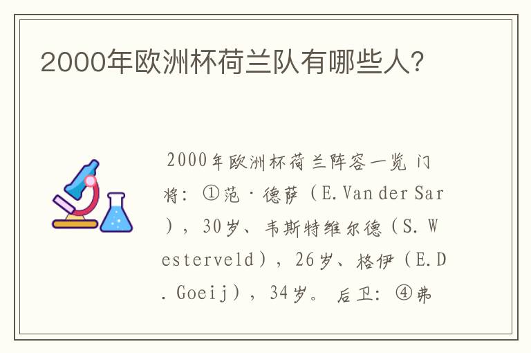 2000年欧洲杯荷兰队有哪些人?