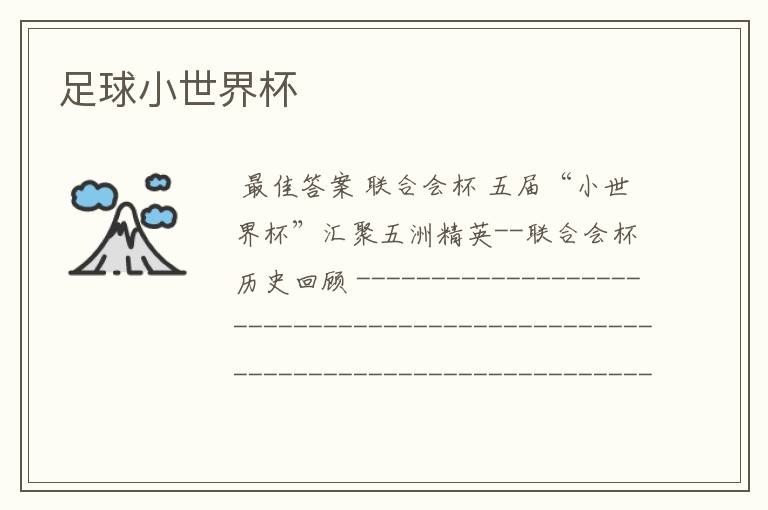 足球小世界杯