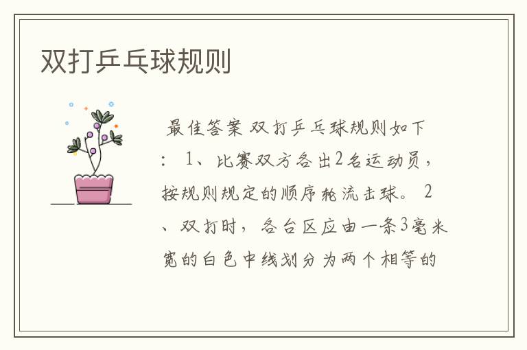 双打乒乓球规则