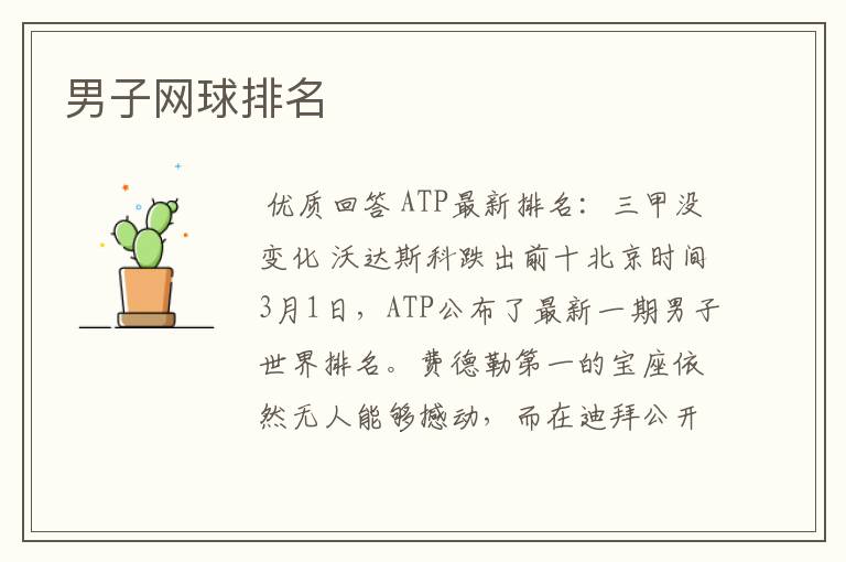 男子网球排名