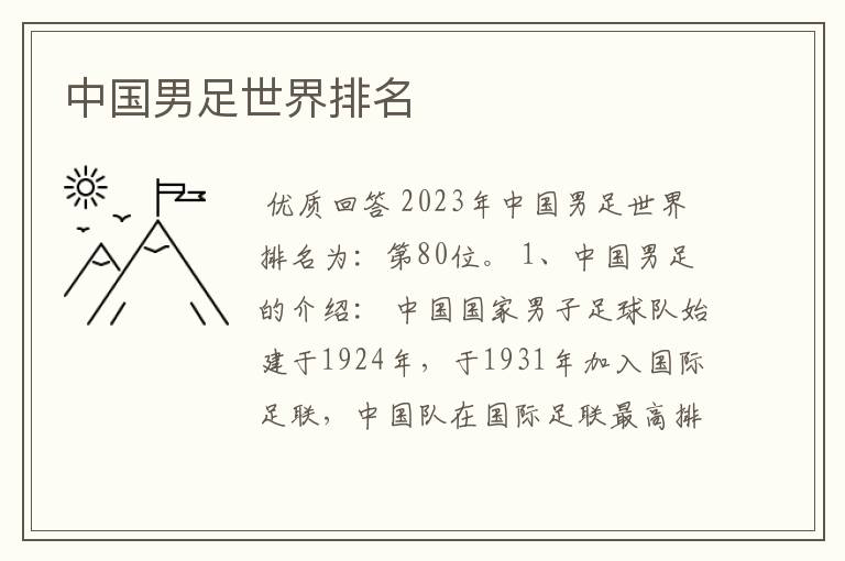 中国男足世界排名