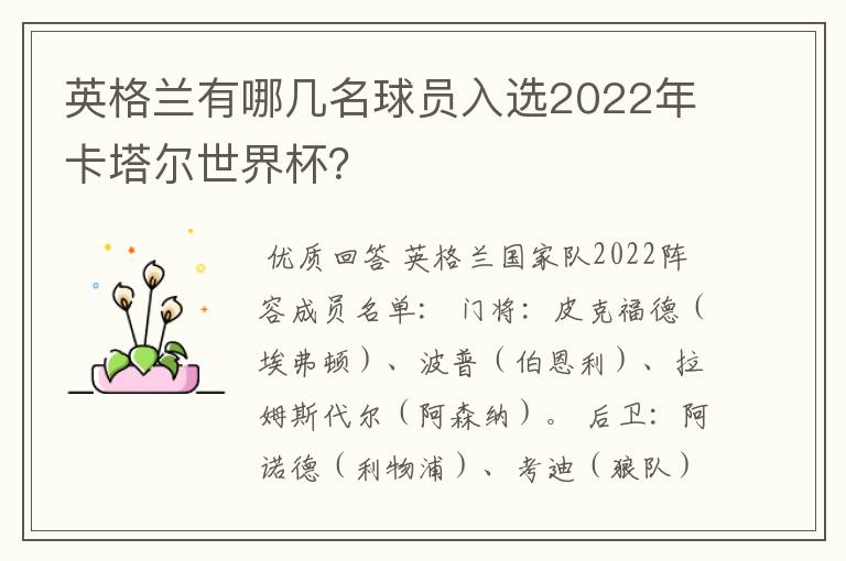 英格兰有哪几名球员入选2022年卡塔尔世界杯?