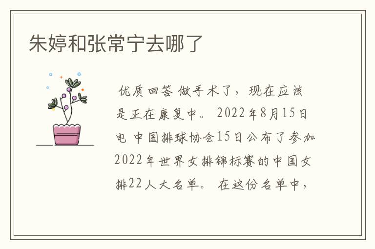 朱婷和张常宁去哪了