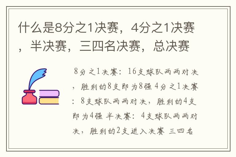 什么是8分之1决赛,4分之1决赛,半决赛,三四名决赛,总决赛