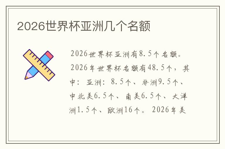 2026世界杯亚洲几个名额
