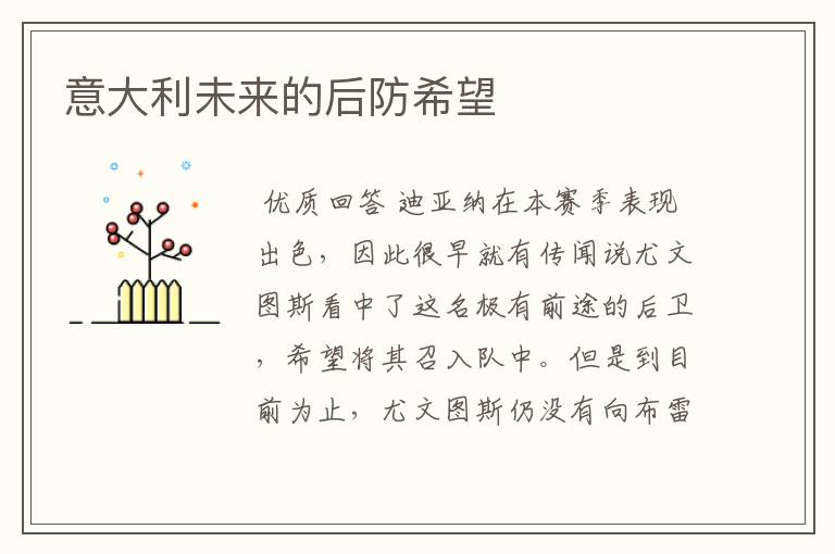意大利未来的后防希望