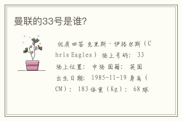 曼联的33号是谁?