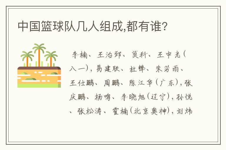 中国篮球队几人组成,都有谁?