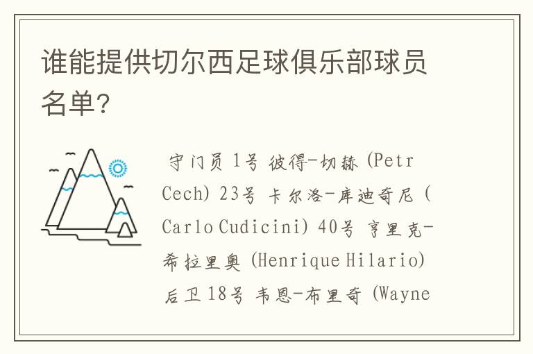 谁能提供切尔西足球俱乐部球员名单?
