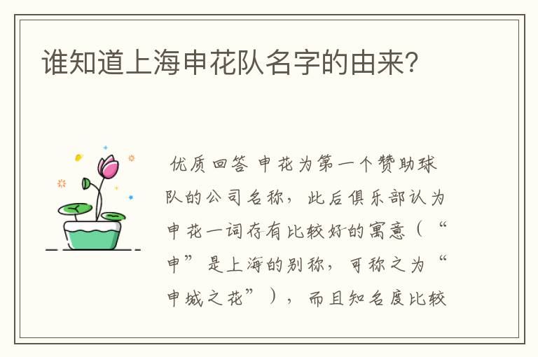 谁知道上海申花队名字的由来?
