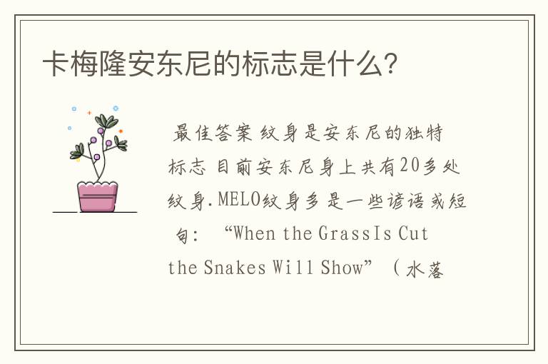 卡梅隆安东尼的标志是什么?