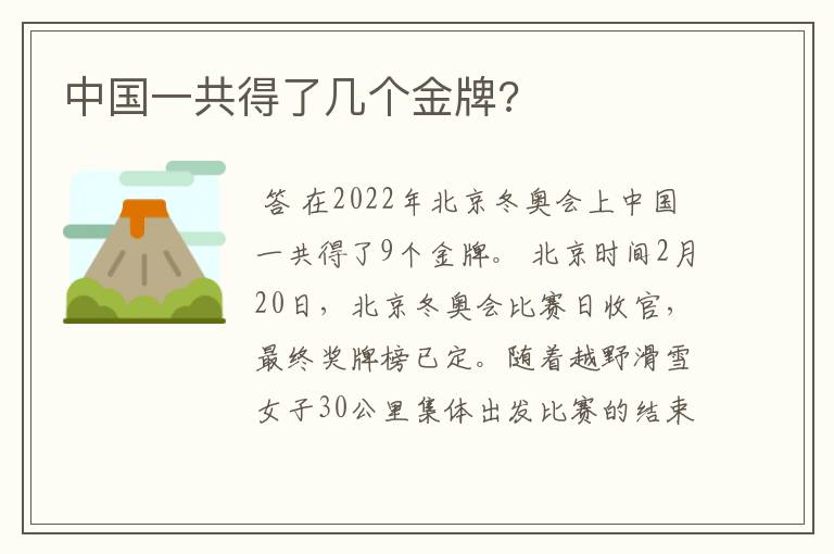 中国一共得了几个金牌?