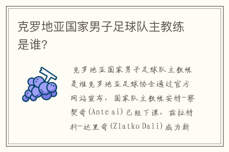 克罗地亚国家男子足球队主教练是谁?